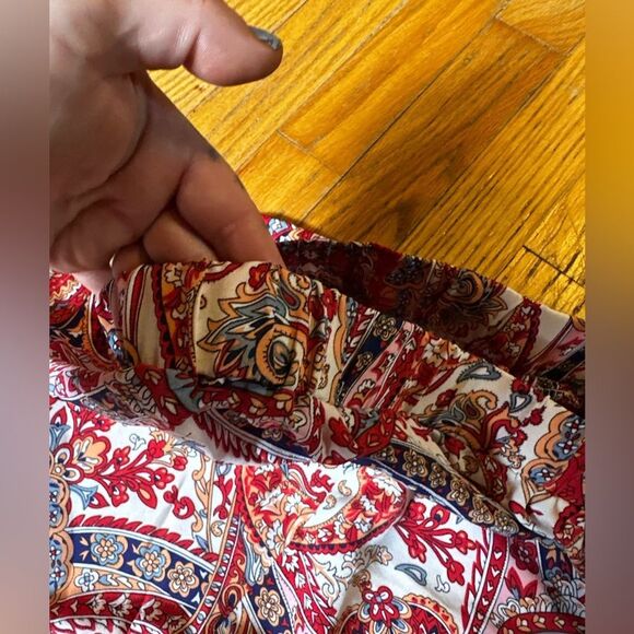 MISSLOOK Red and White Paisley Wide-Leg Pants - Picture 7 of 7